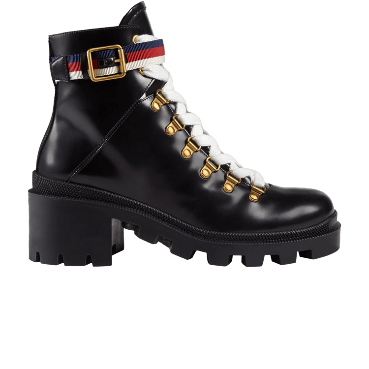 Buy Gucci Wmns Sylvie Web 55mm Ankle Boot 'Black Mystic White Red