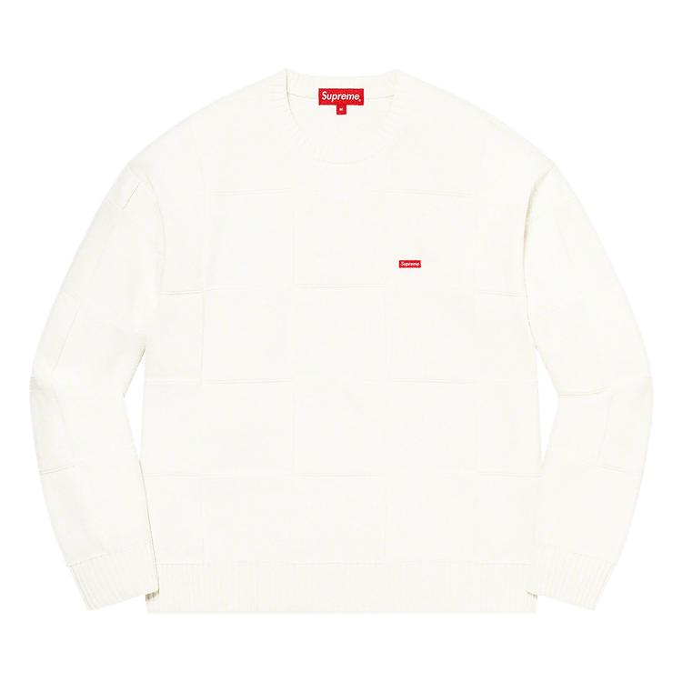 Buy Supreme Tonal Checkerboard Small Box Sweater 'White