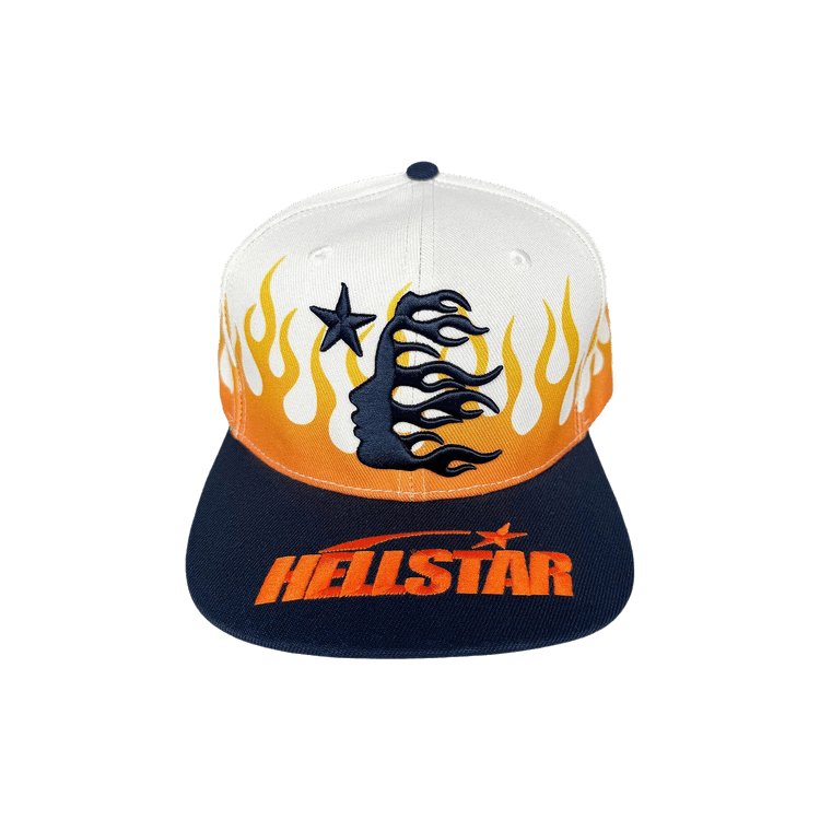 Buy Hellstar Flame Vintage Snapback Hat 'Cream/Navy' - HS01HAT001