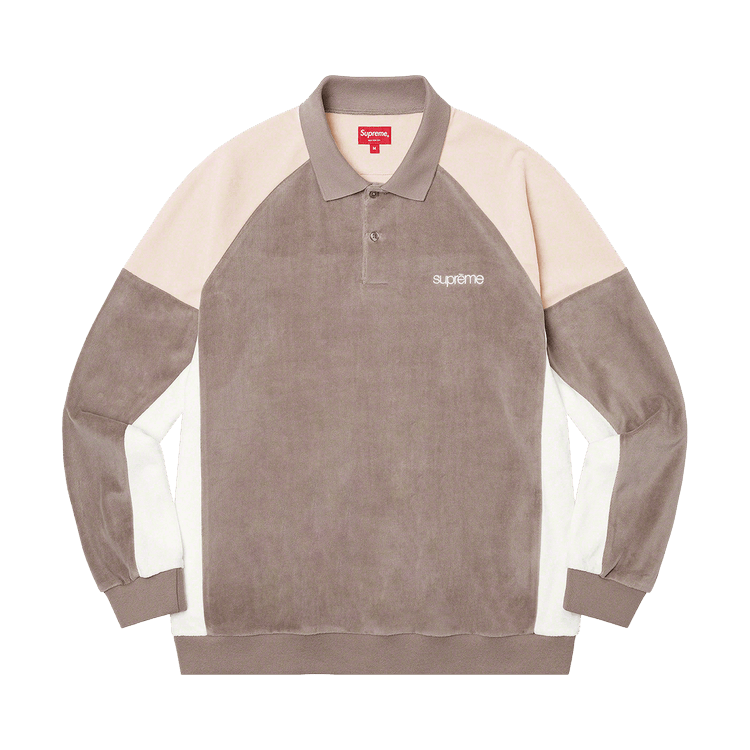 Buy Supreme Paneled Velour Long-Sleeve Polo 'Light Brown