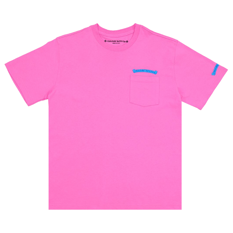 Buy Chrome Hearts Scroll Logo Pocket Tee 'Pink/Blue' - 1383