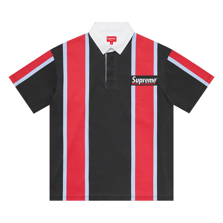 Buy Supreme Stripe Short-Sleeve Rugby 'Black' - SS21KN25