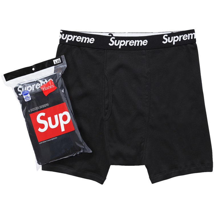 世界の Pack) (4 Briefs Boxer Hanes x Supreme Buy 'Black' SS22A36 - 下着・アンダーウェア