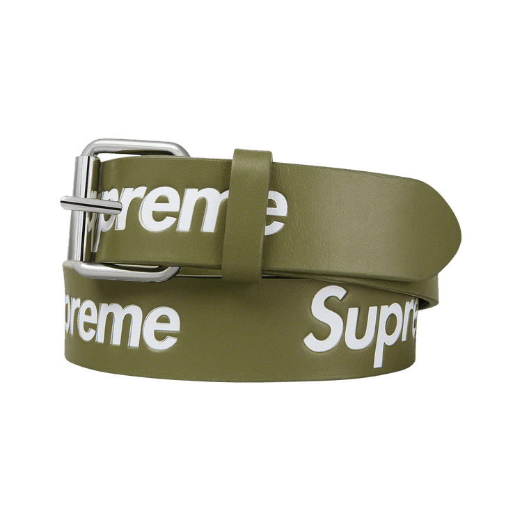 Size l/xl Supreme Repeat Leather Belt 'Olive'
