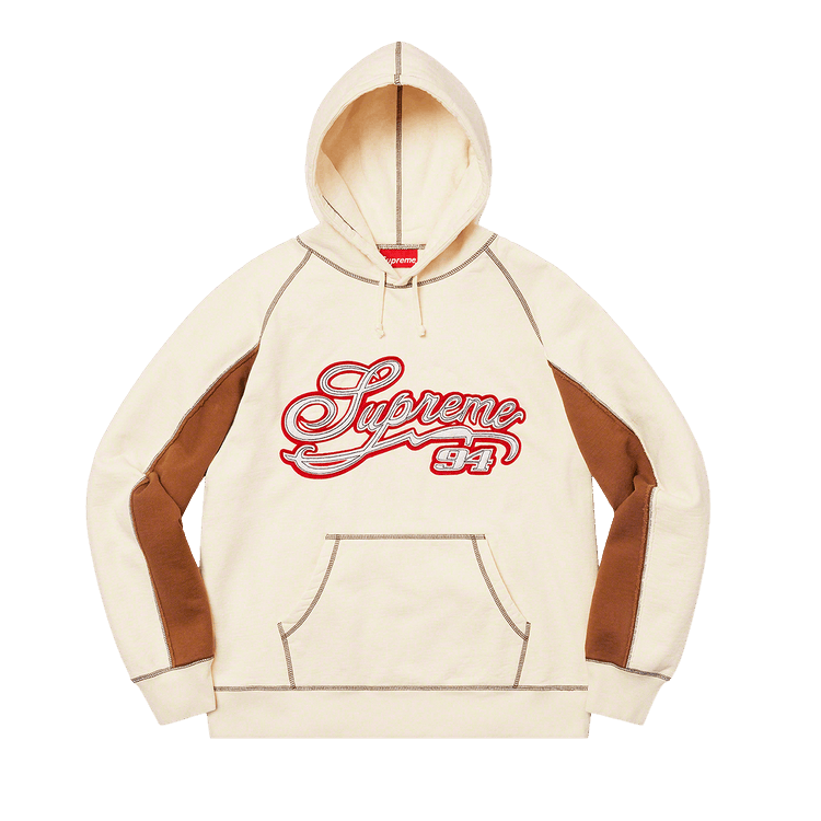 Buy Supreme Paneled Script Hooded Sweatshirt 'Natural' - SS21SW92