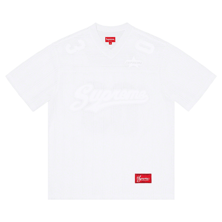 Buy Supreme Mesh Stripe Football Jersey 'White' - SS21KN43 WHITE