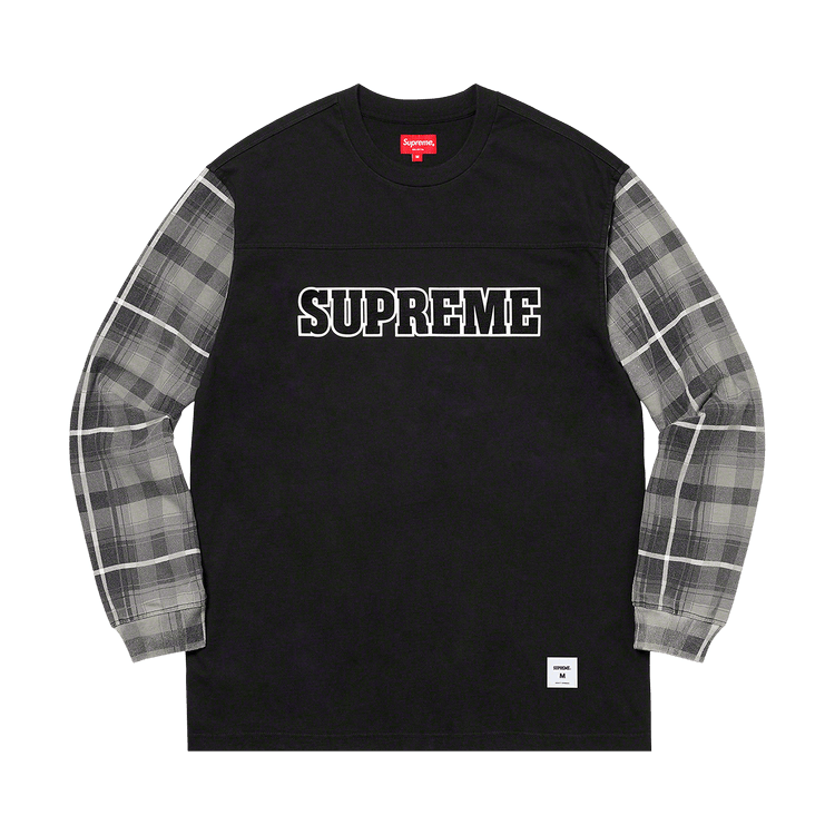 Buy Supreme Plaid Sleeve Long-Sleeve Top 'Black' - FW21KN24