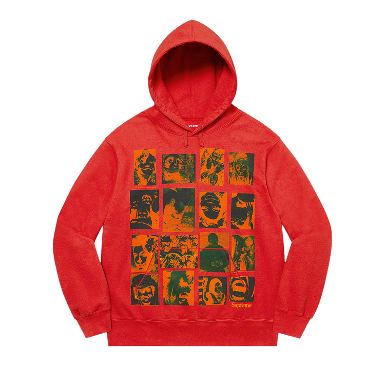 トップス Supreme Collage grid hooded heather Supreme Collegiate Patchwork Leather Hooded Sweatshirt