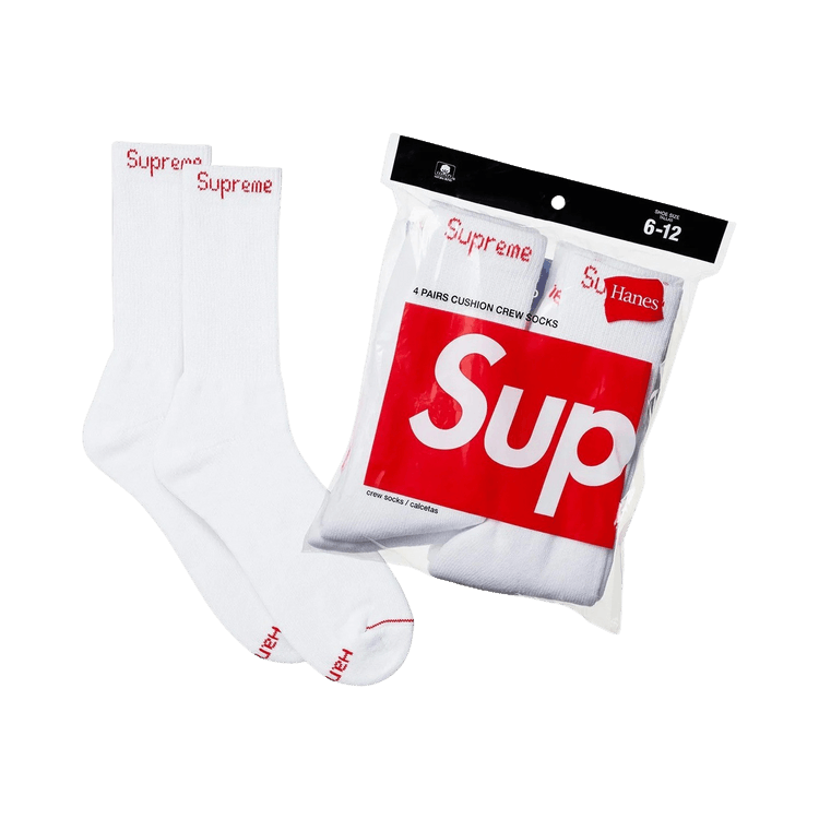 Buy Supreme x Hanes Crew Socks (4 Pack) 'White' - 99HAA26B