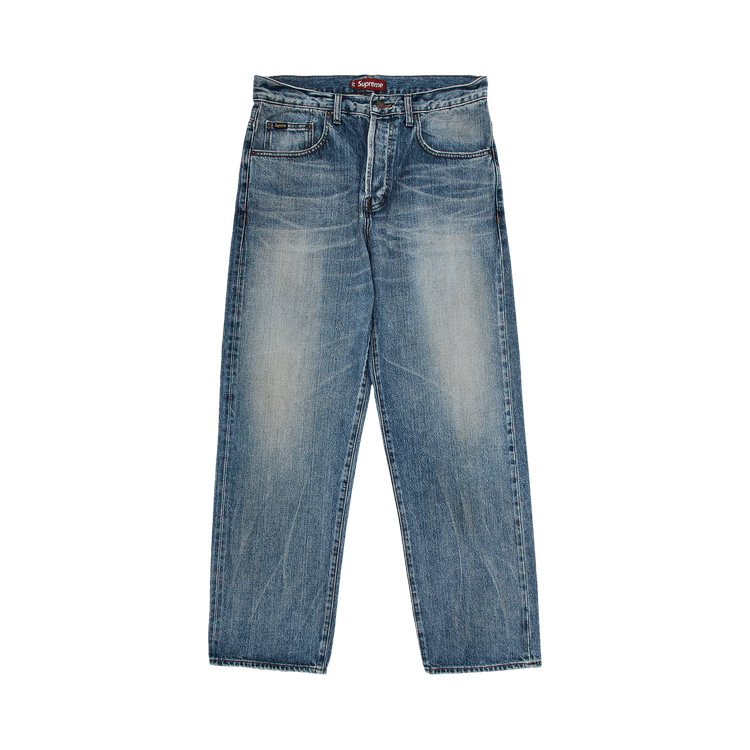 Buy Supreme Distressed Loose Fit Selvedge Jean 'Washed Buy Supreme Distressed Loose Fit Selvedge Jean 'Washed