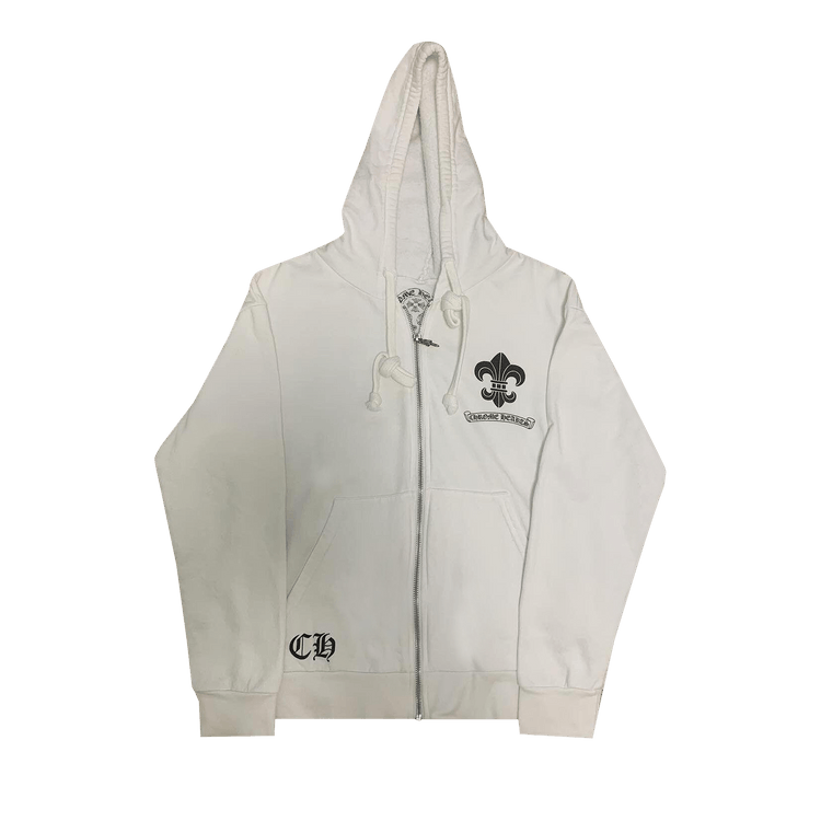 Buy Chrome Hearts Fleur Zip Up Hoodie 'White' - 013 015634 | GOAT