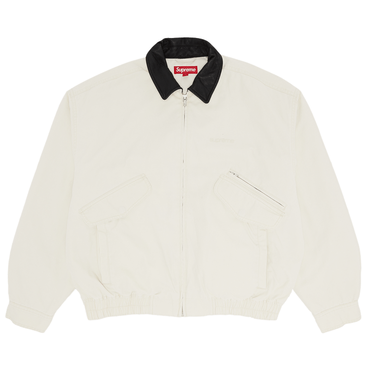 Buy Supreme Leather Collar Utility Jacket 'Stone' - FW24J74