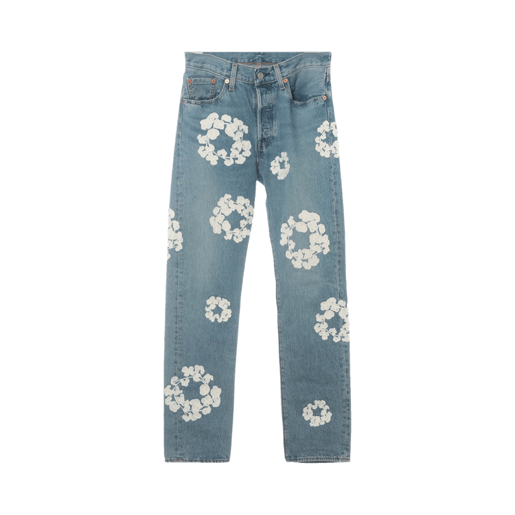 Levi s X Denim Tears Logo Japan Embroidered Denim Jeans Blue Culture Circle