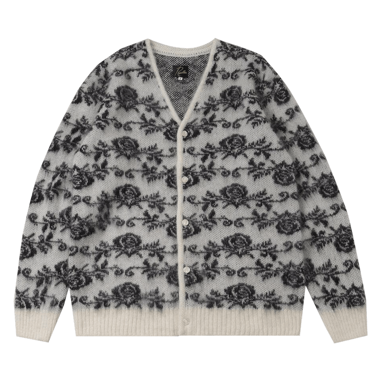 トップス 22aw Needles mohair cardigan rose Needles Mohair Rose Cardigan (Ice White) – Bows and Arrows