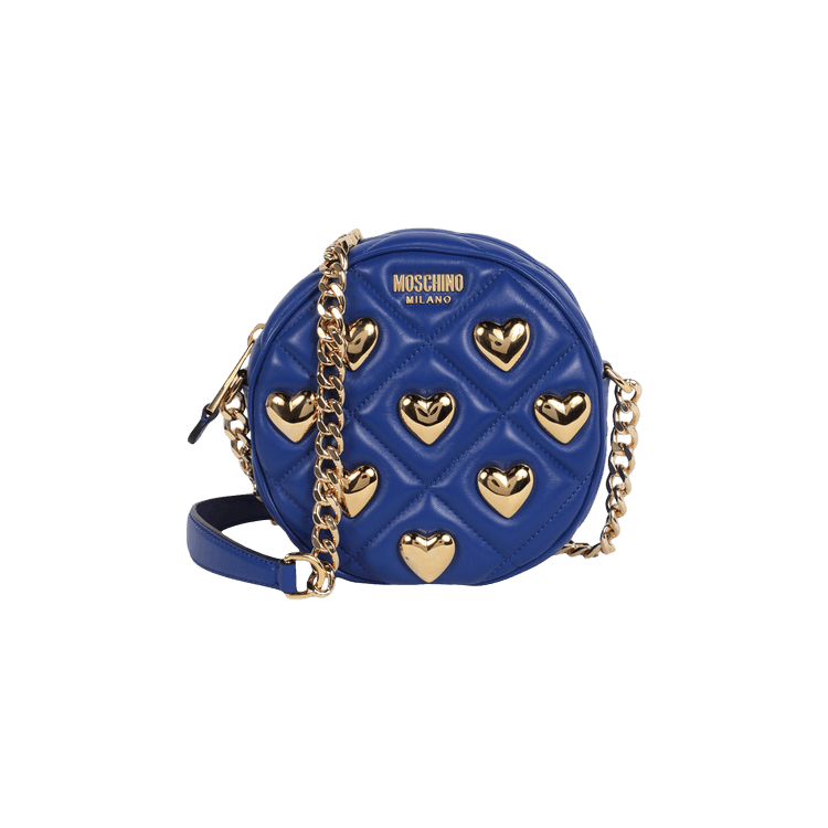 Buy Moschino Heart Studs Quilted Crossbody Bag 'Blue' - 7508