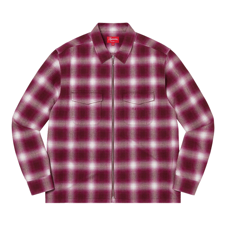 Buy Supreme Shadow Plaid Flannel Zip Up Shirt 'Magenta' - FW22S30 MAGENTA |  GOAT