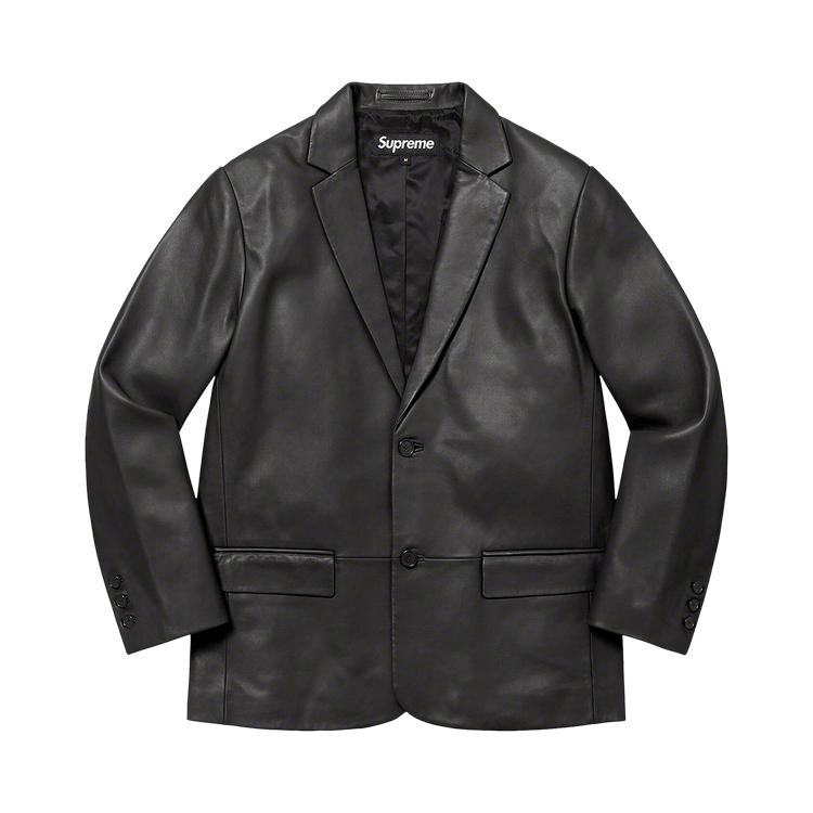 Supreme 22AW Leather テーラードジャケット　黒　XL Supreme 22AW Leather テーラードジャケット 黒 XL Supreme 22AW