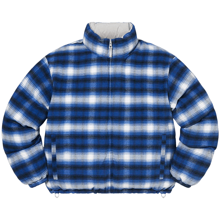 Buy Supreme Flannel Reversible Puffer Jacket 'Grey