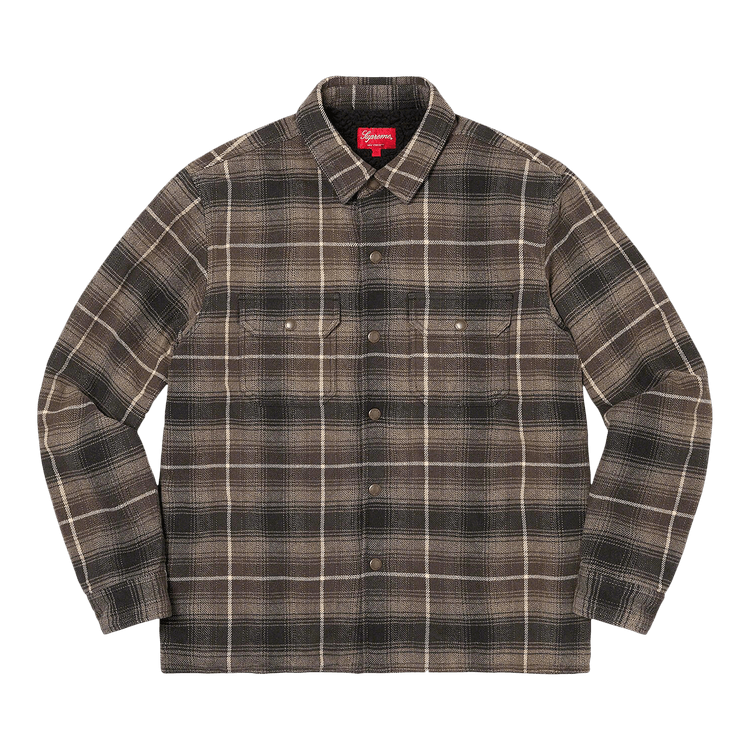 Buy Supreme Shearling Lined Flannel Shirt 'Black' - FW22S15 BLACK | GOAT