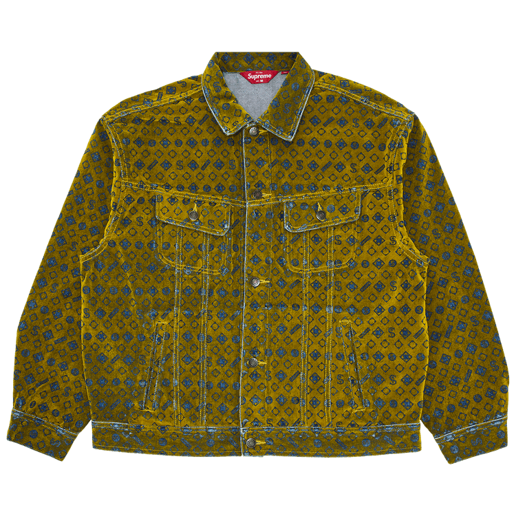 Buy Supreme Flocked Denim Trucker Jacket 'Mustard' - FW24J81