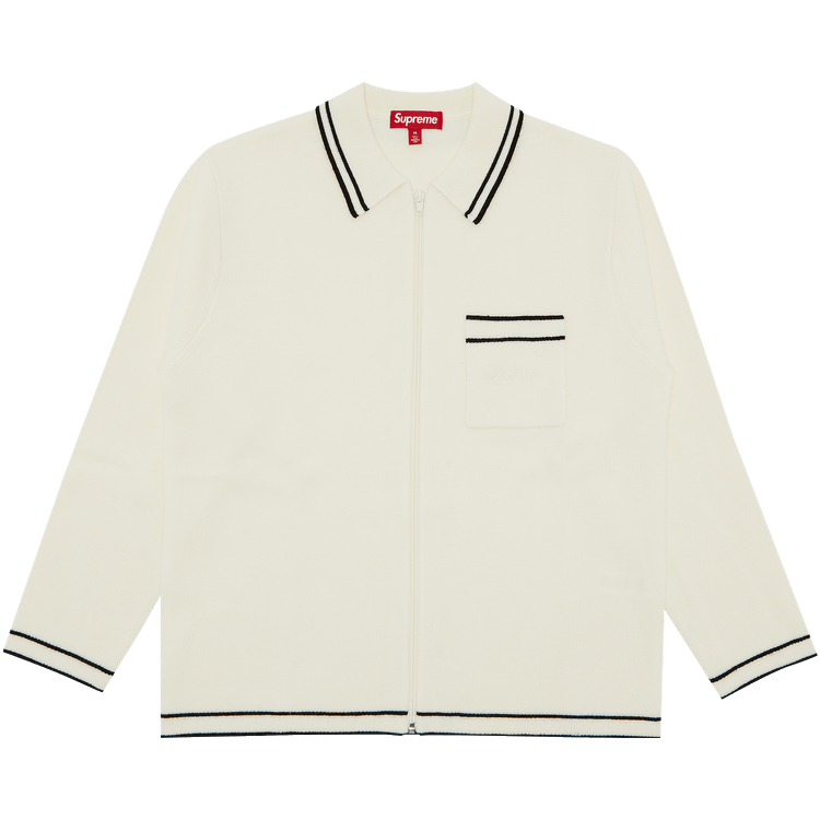 Supremeシュプリームzip up polo sweater white L Supreme Beaded Zip Polo White Men's - SS26 - US