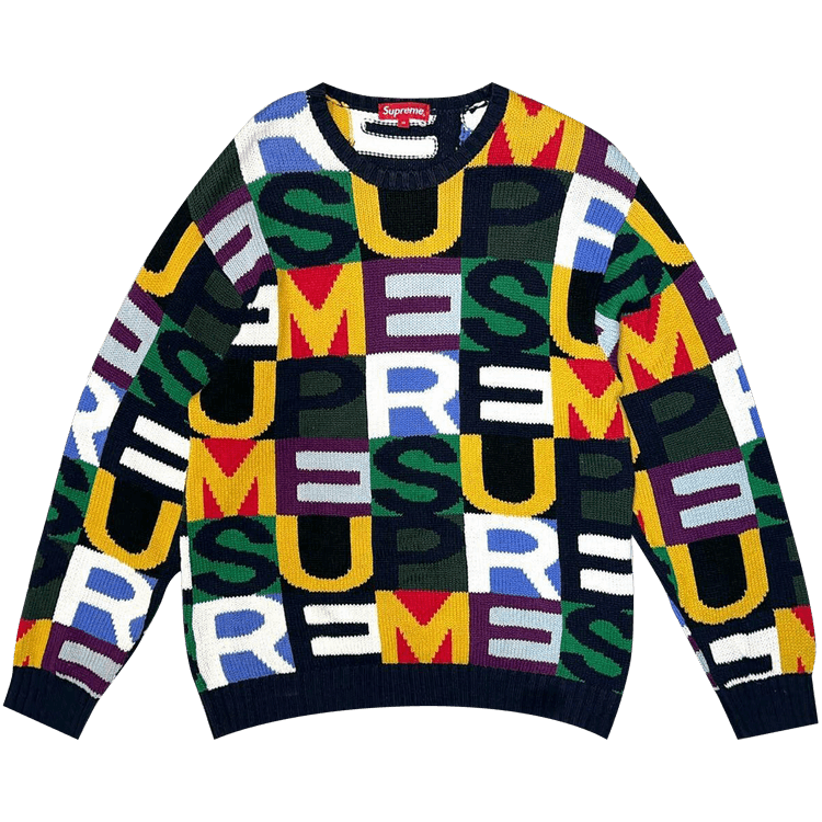 K*U様 Supreme Multi Graphic Knit Sweater Buy Supreme Big Letters Sweater 'Multi' - FW190105 MULTI | GOAT