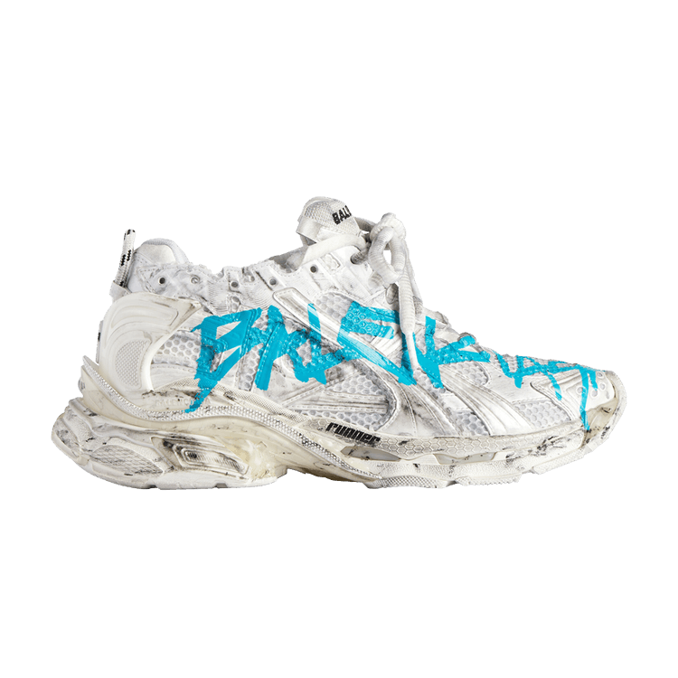 【楽ギフ_包装】 Balenciaga Buy Runner Blue White - 'Graffiti Sneaker 工芸品