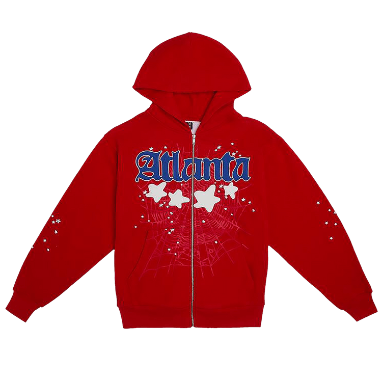 Buy Sp5der Atlanta Zip Up Hoodie 'Red' - SS08FW24RED | GOAT