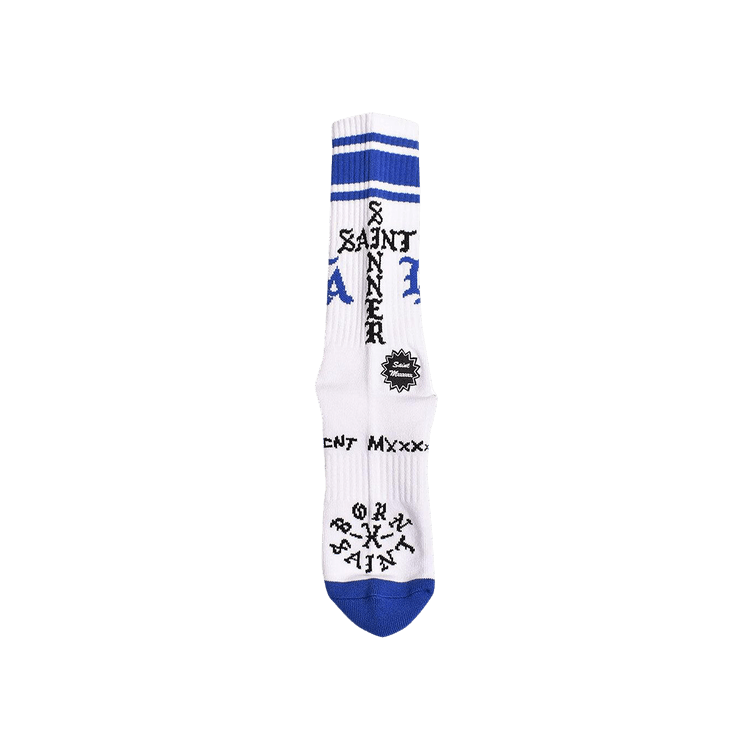Buy SAINT Mxxxxxx Saint Sinner Socks 'White/Blue' - SM YS1