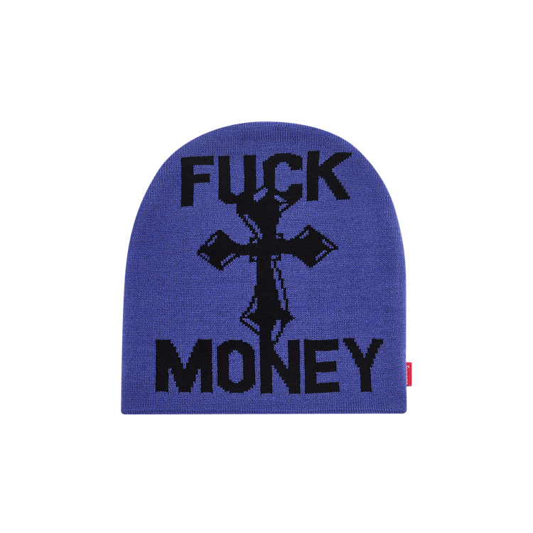 SUPREME FUCK MONEY BEANIE SS24 十字架圖案毛帽橄欖綠/黑色/米白色