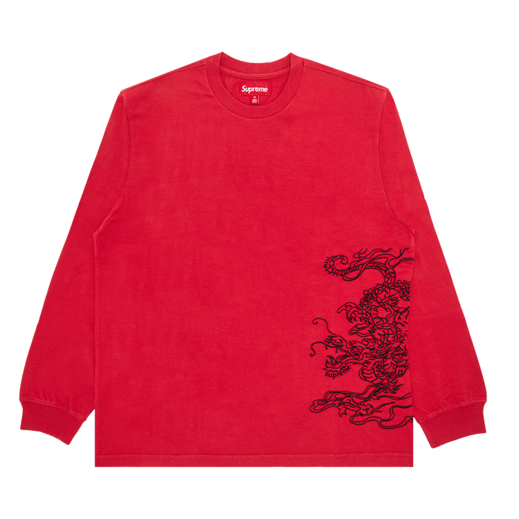 最新コレックション Buy Supreme Dragon Embroidered Long-Sleeve Top 'Red トップス