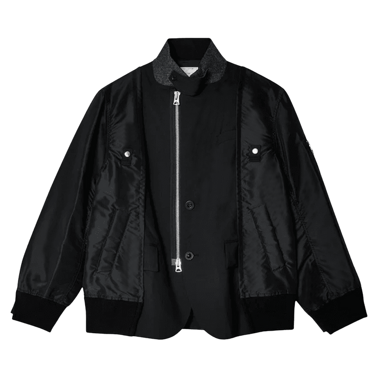 Buy Sacai Suiting x Nylon Twill Jacket 'Black' - 24 03419M 001 | GOAT