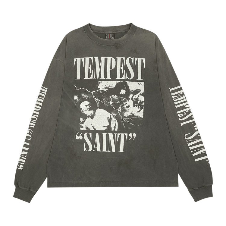 【SAINT Mxxxxxx T-SHIRTS】 SAINT Mxxxxxx Tempest Long Sleeve T-Shirt in Dark Gray | SVD