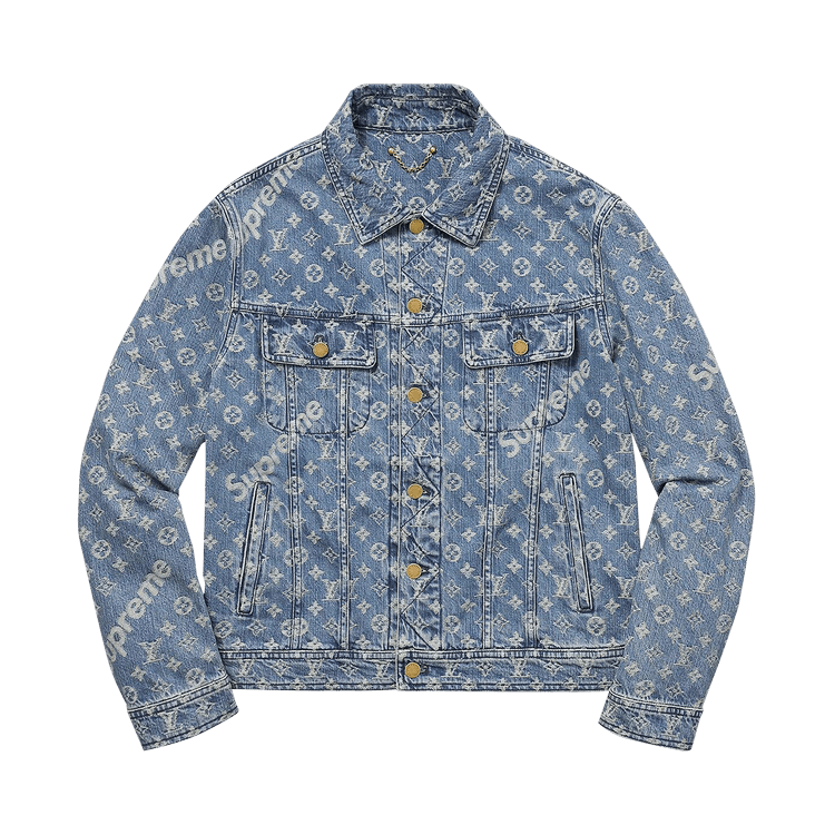 Buy Louis Vuitton x Supreme Jacquard Denim Trucker Jacket Blue 1A3F9J GOAT