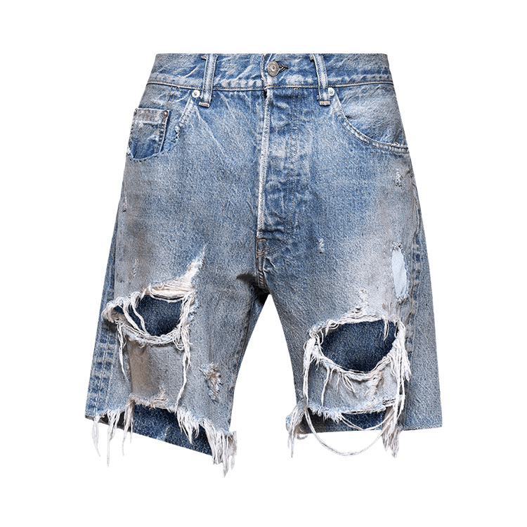 Buy SAINT Mxxxxxx Damage Denim Shorts 'Blue' - SM YS8 0000 054 | GOAT