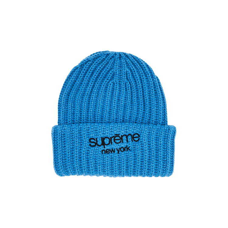 Buy Supreme Classic Logo Chunky Ribbed Beanie 'Blue' - FW24BN65