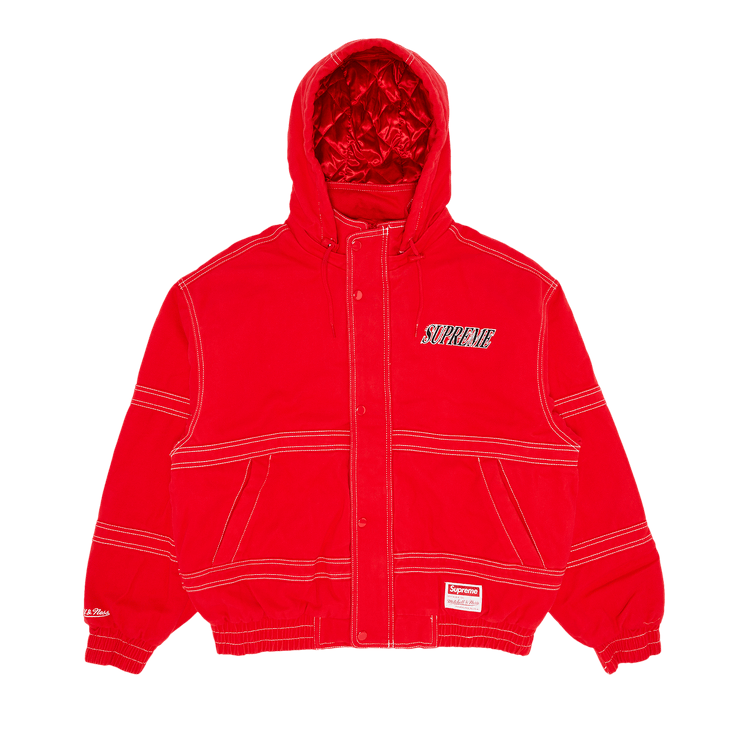 Buy Supreme x Mitchell & Ness Twill Stadium Jacket 'Red