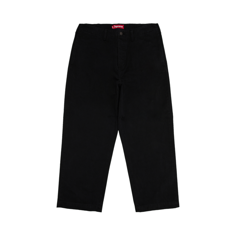 Buy Supreme Washed Herringbone Chino Pant 'Black' - FW24P25
