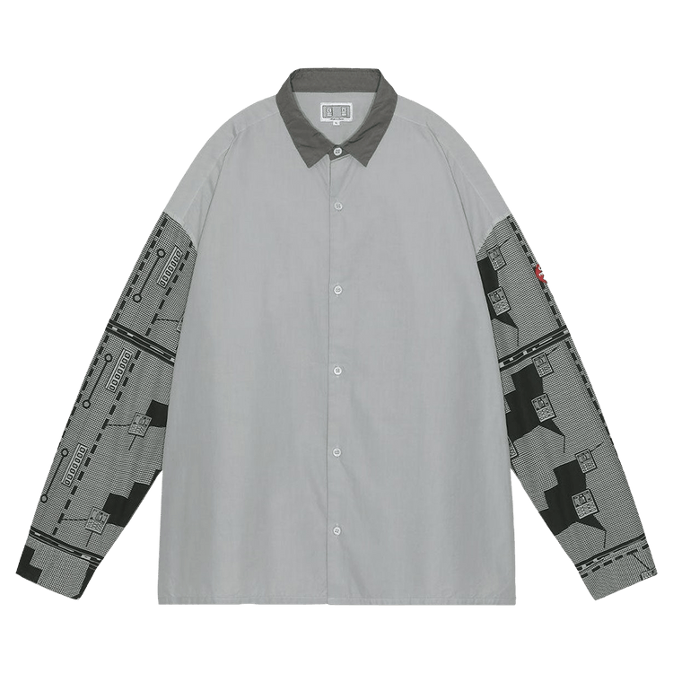 Buy Cav Empt Overdye Grid Sleeve Big Shirt 'Grey