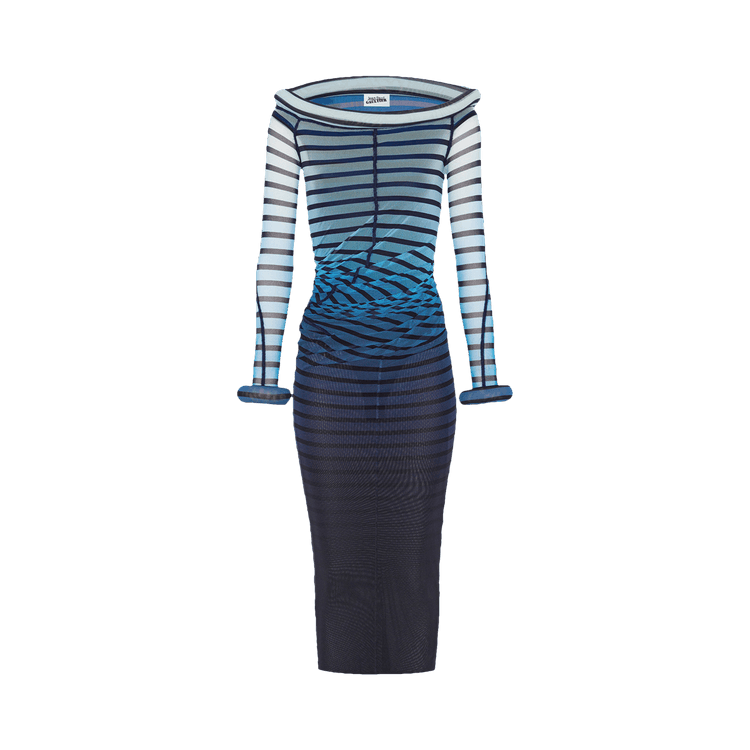 ワンピースその他 JEAN PAUL GAULTIER Women Dresses RO294T575 005956 BLUE Buy Jean Paul Gaultier Long 3D Striped Dress 'Black/Navy