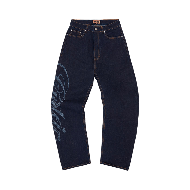 Buy Corteiz Frayed Denim Baggy Jeans 'Indigo' - 07892