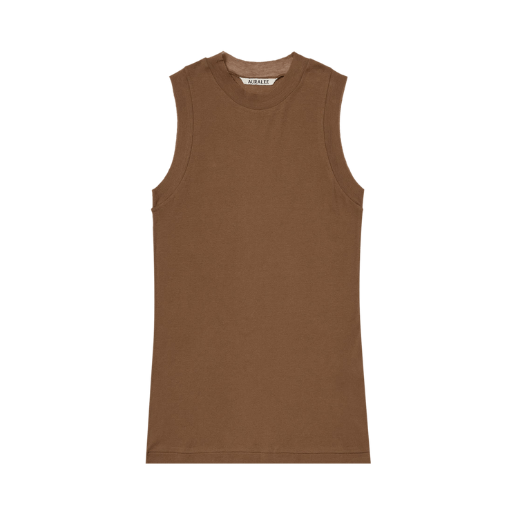 Buy Auralee Super High Gauge Sheer Rib Tank Top 'Brown