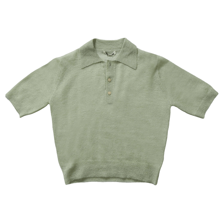 トップス 25ss auralee KID MOHAIR SHEER KNIT POLO Green Kid Mohair Sheer Knit Polo by AURALEE on Sale