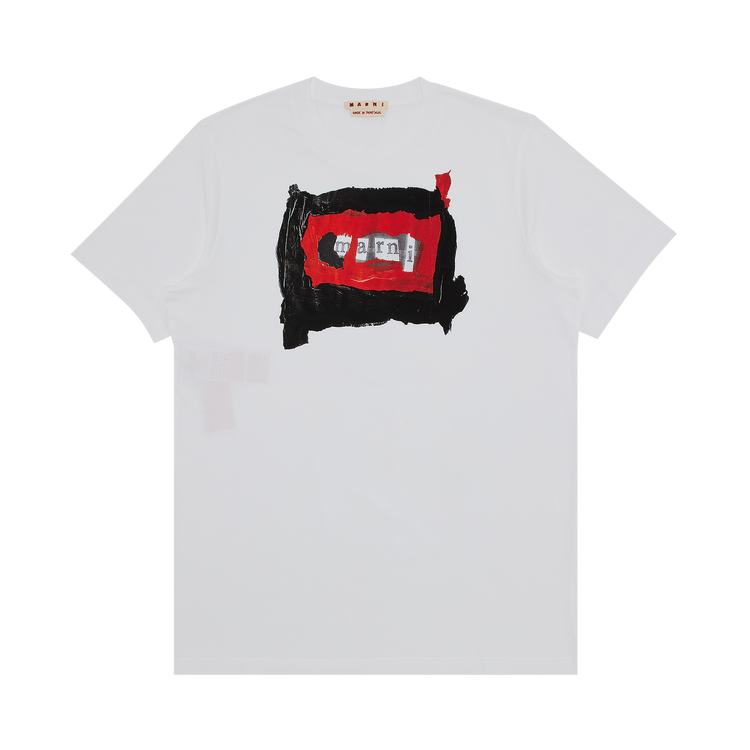 【関税込み】Marni ホワイト Painted Collage Logo Tシャツ White Painted Collage Logo T-shirt by Marni on Sale