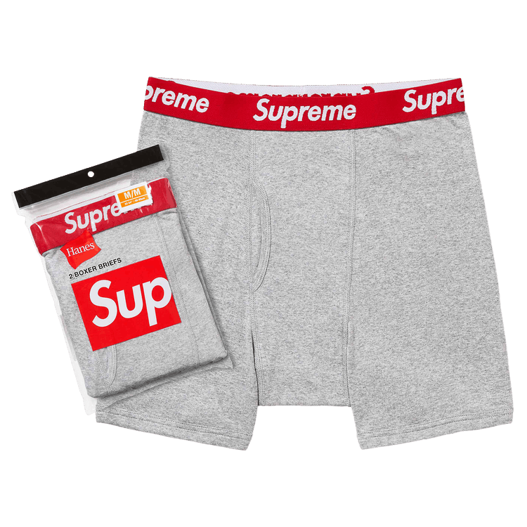 Buy Supreme x Hanes Boxer Briefs (2 Pack) 'Heather Grey