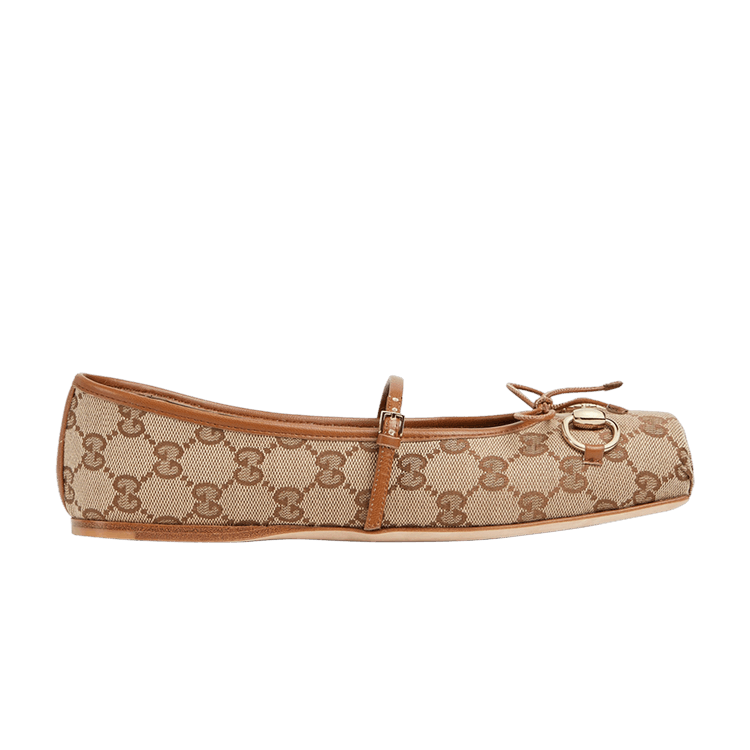 GUCCI｜FLAT SHOES/LOAFERS (814321 FAD6C 9745) Women's Gucci Horsebit ballet flat in beige and dark brown