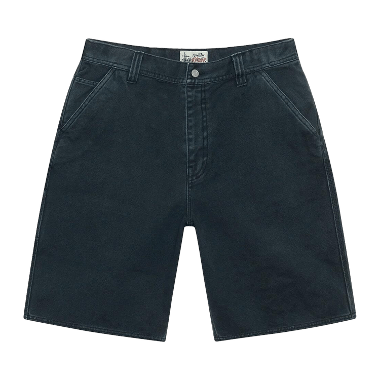 Buy Stussy Work Short Washed Canvas 'Black' - 112327 BLAC | GOAT