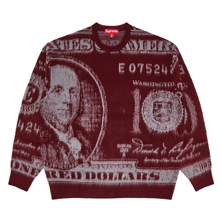 トップス Supreme money sweater burgundy Buy Supreme Money Sweater 'Burgundy' - SS25SK22 BURGUNDY | GOAT