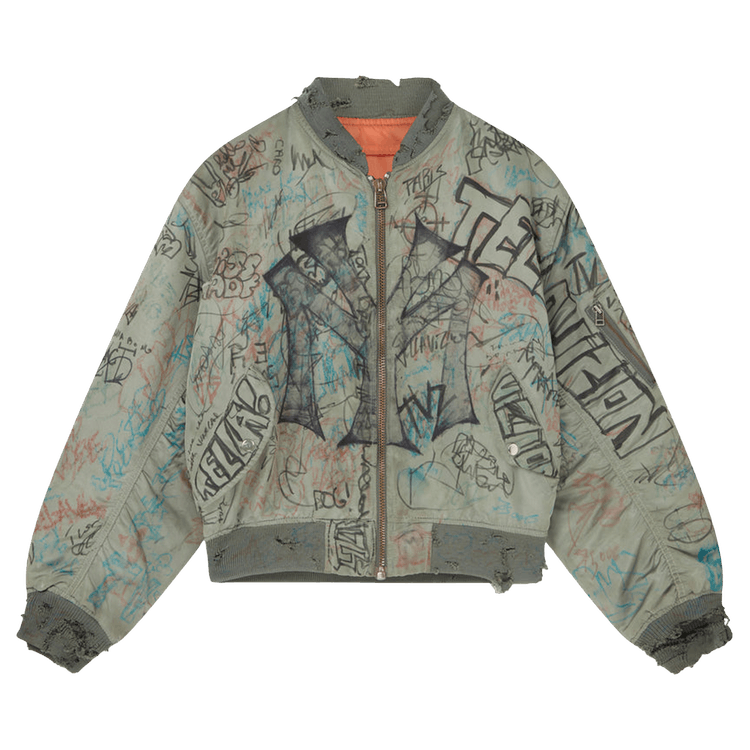 Buy Mowalola Graffiti Bomber 'Green' - 05083 1SS2406MGBG GREE | GOAT