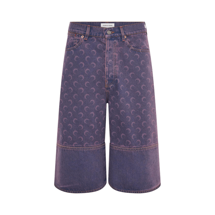 Buy Marine Serre Moon Laser Denim Bermudas 'Lavender' - USH004A